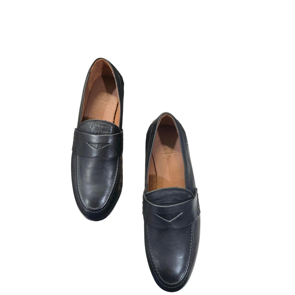 Frye Black Leather Penny Loafers Lug Sole Slip On Shoes Women 6.5